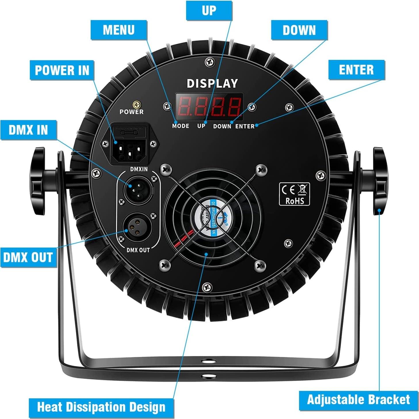 Luces Par LED U`King 18x12W RGBW para DJ y fiestas
