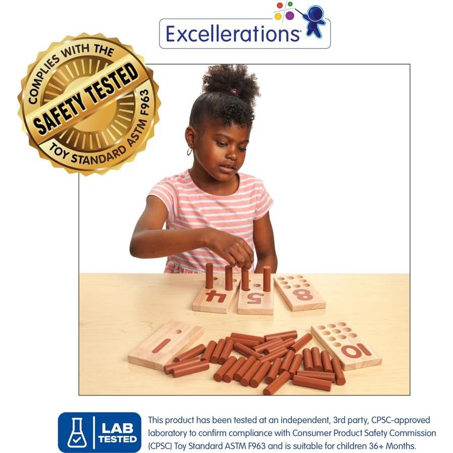 Tablero de Números Montessori Excellerations - 10 Tableros + 55 Puntas