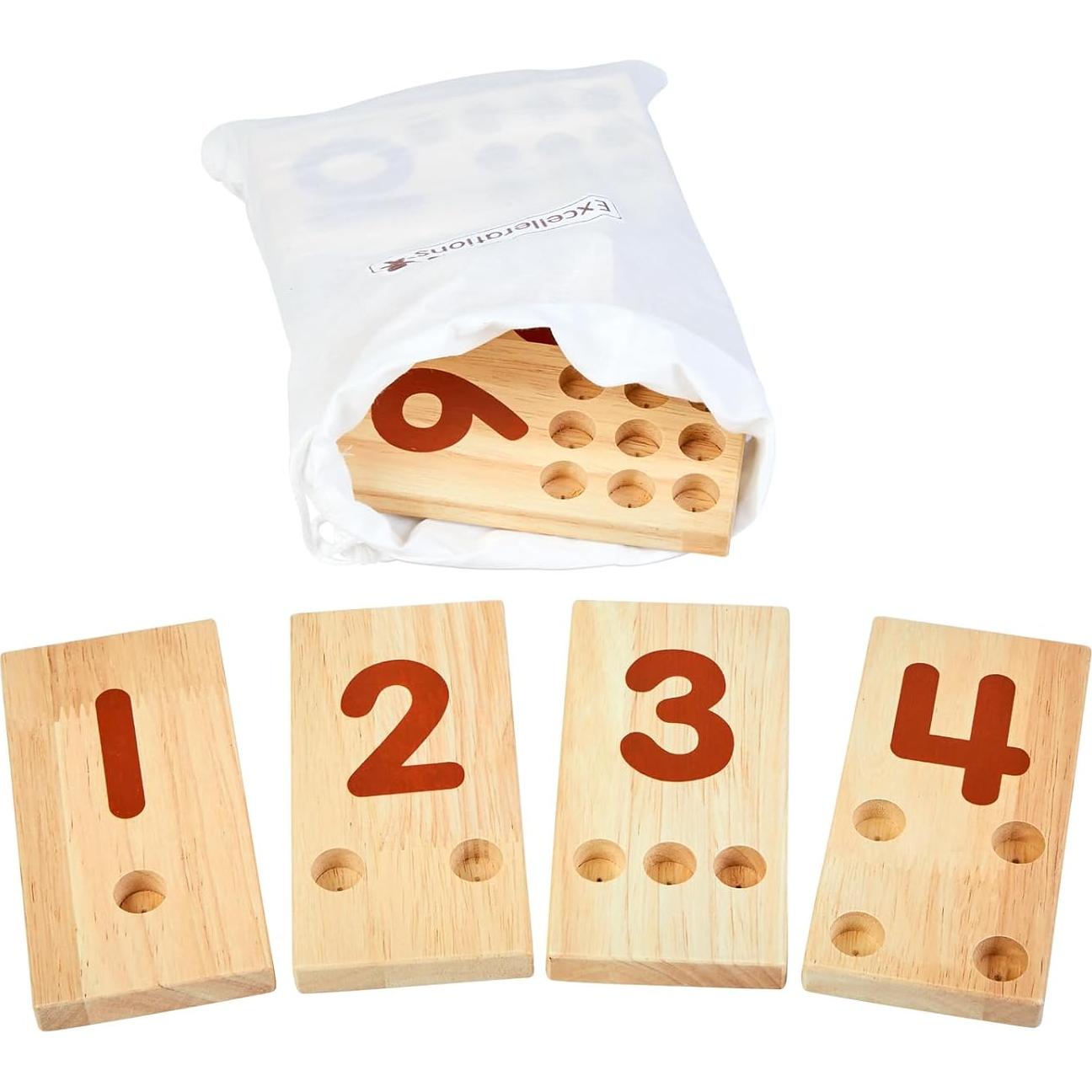 Tablero de Números Montessori Excellerations - 10 Tableros + 55 Puntas