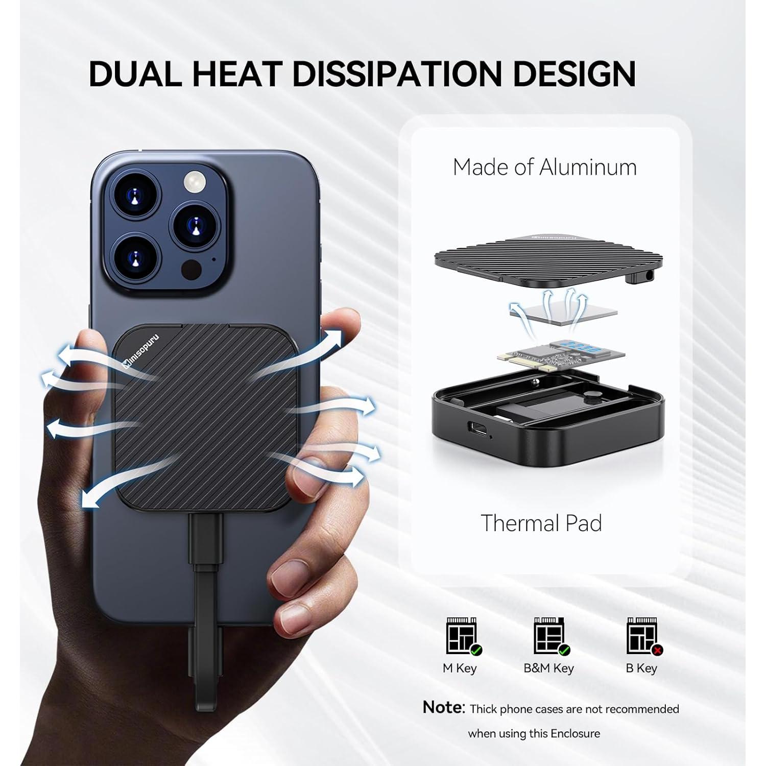 Caja SSD NVMe M.2 2230 Minisopuru Magnética 2TB USB C