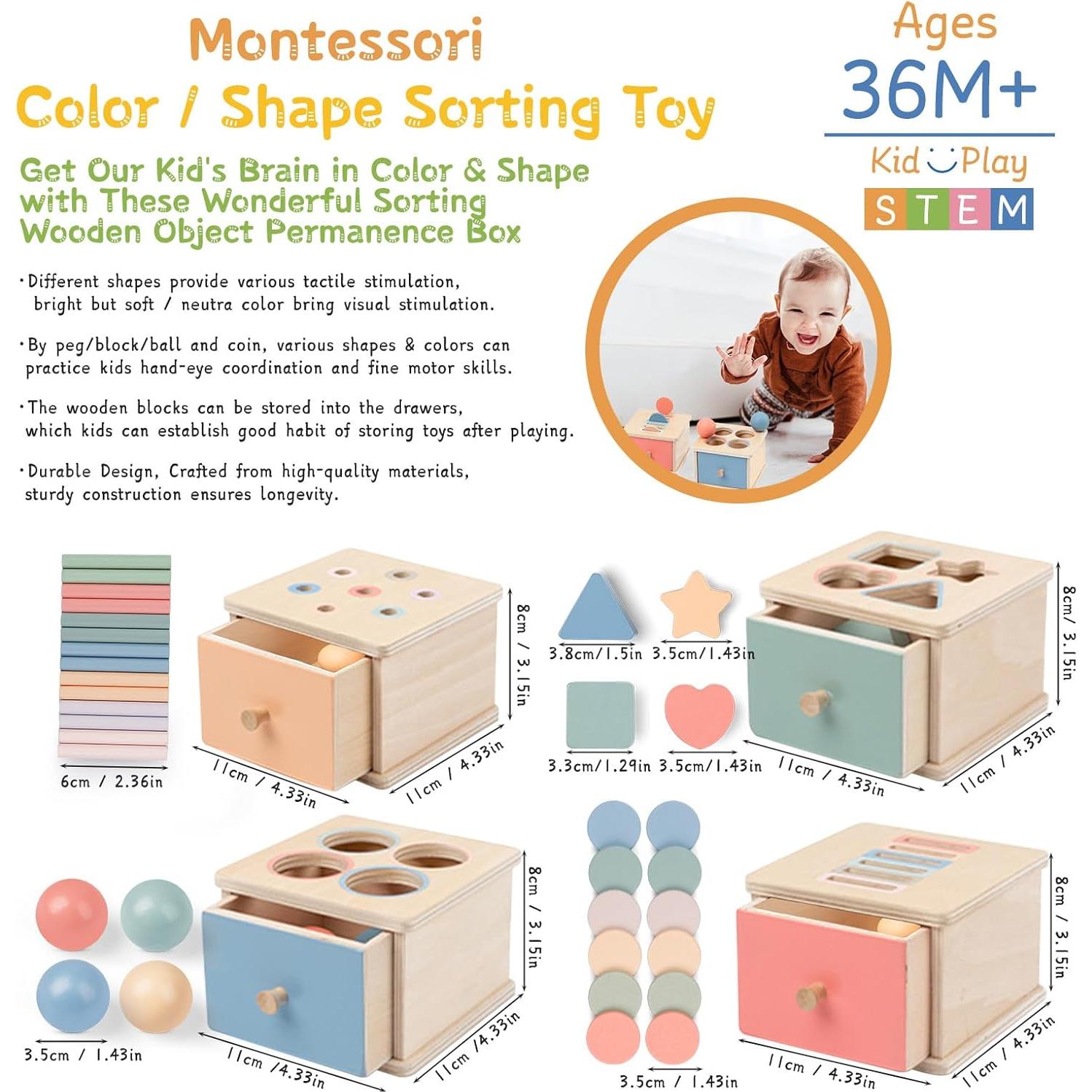 Juguetes Montessori Orannalar - Caja de Madera Educativa 12x9 cm