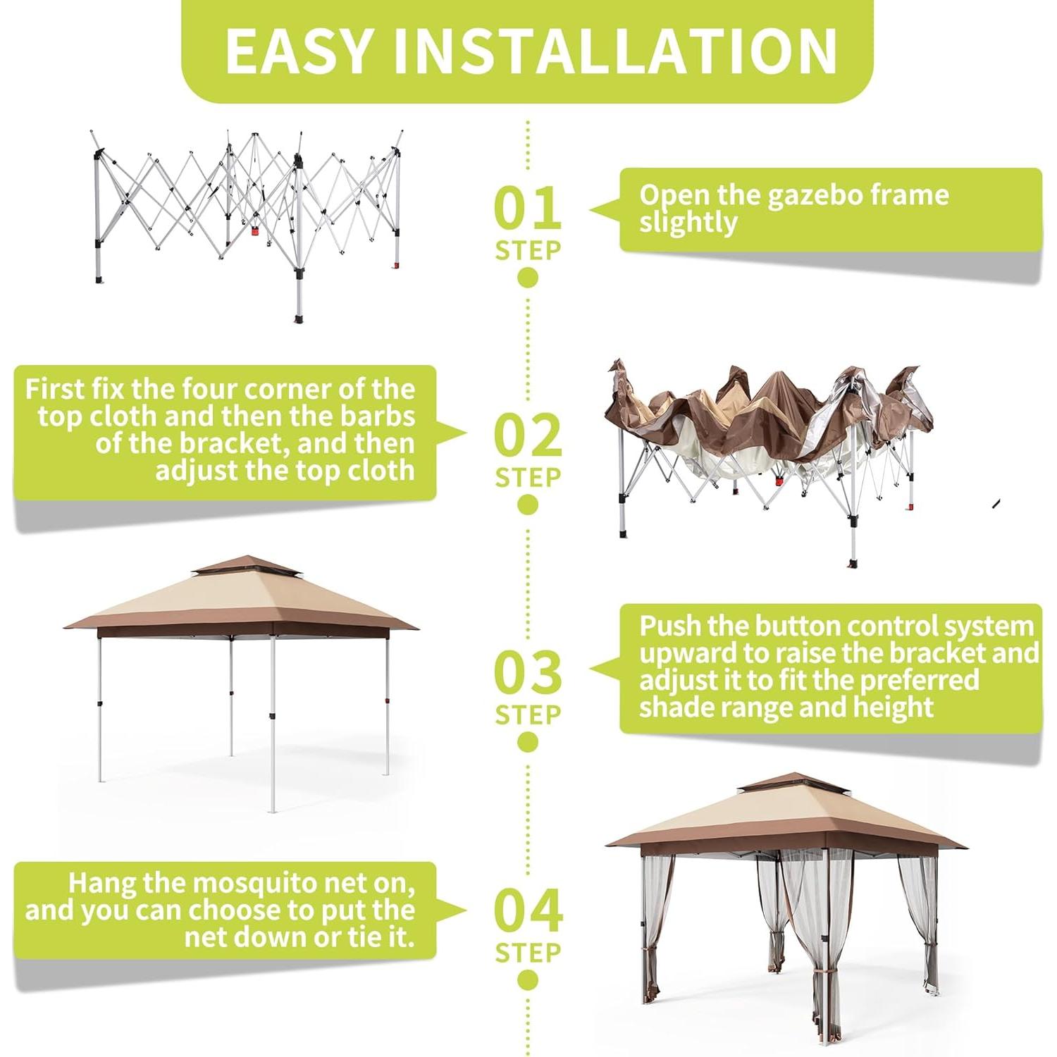 Gazebo Plegable Hipicute 3x3m con Mosquitera y Cortinas