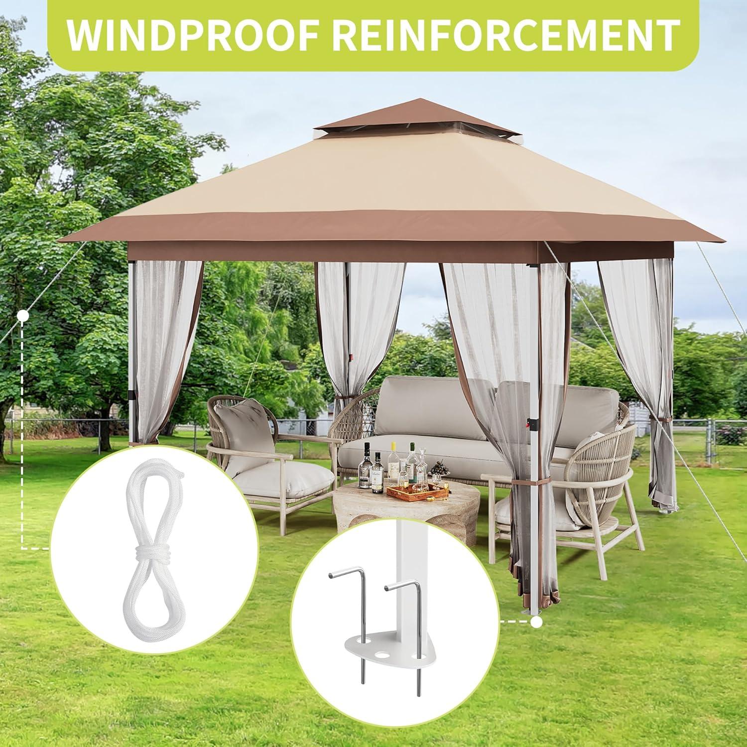 Gazebo Plegable Hipicute 3x3m con Mosquitera y Cortinas