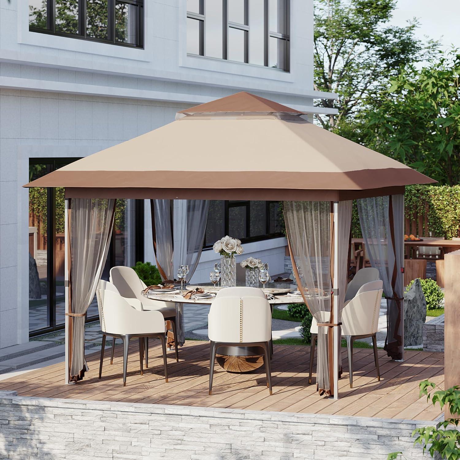 Gazebo Plegable Hipicute 3x3m con Mosquitera y Cortinas