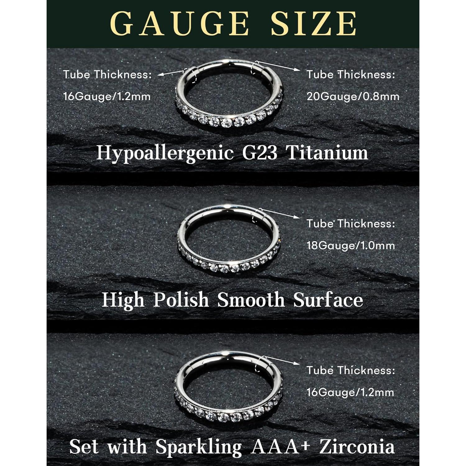 Aro de nariz hipoalergénico HANCAO 16G 6mm Titanio G23