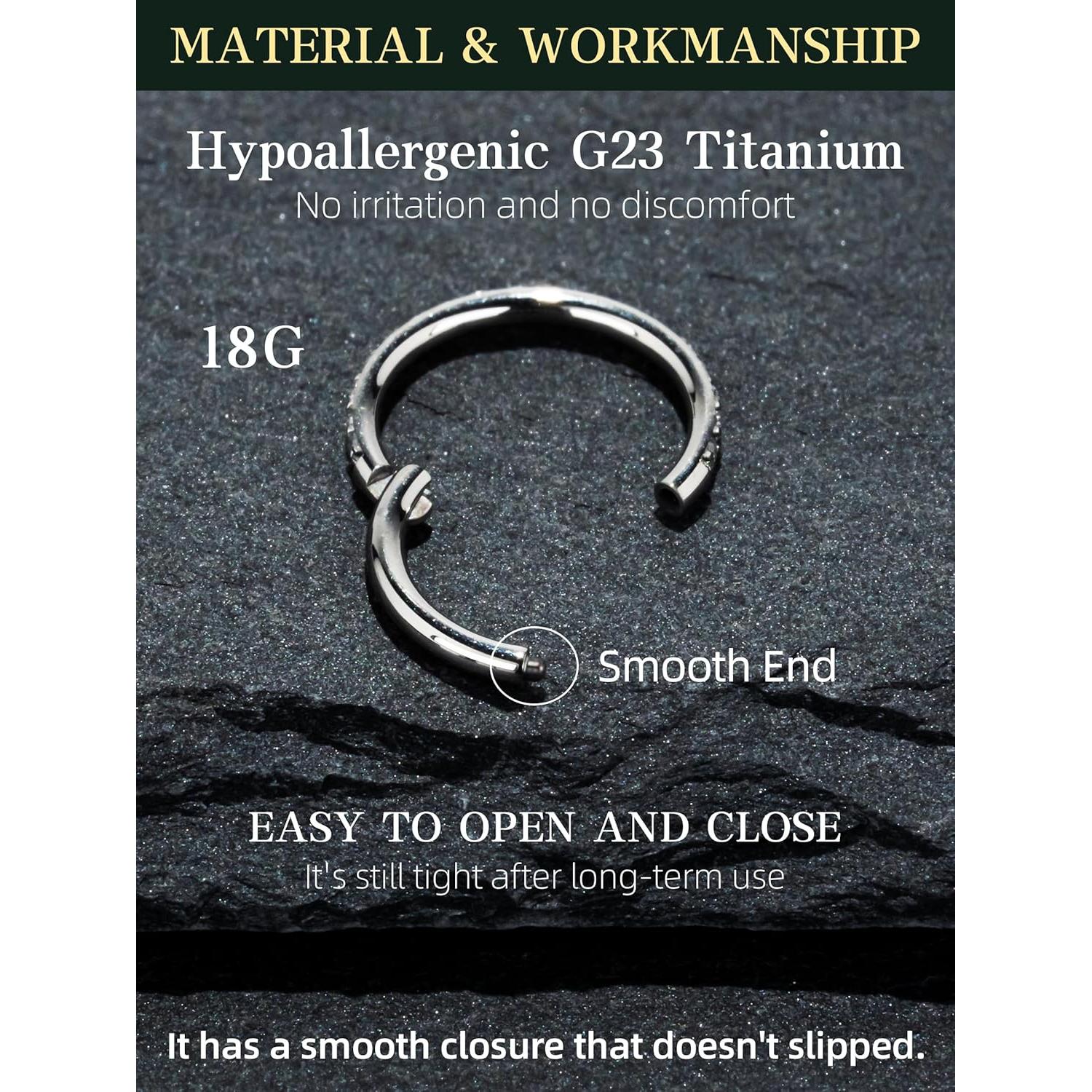 Aro de nariz hipoalergénico HANCAO 16G 6mm Titanio G23