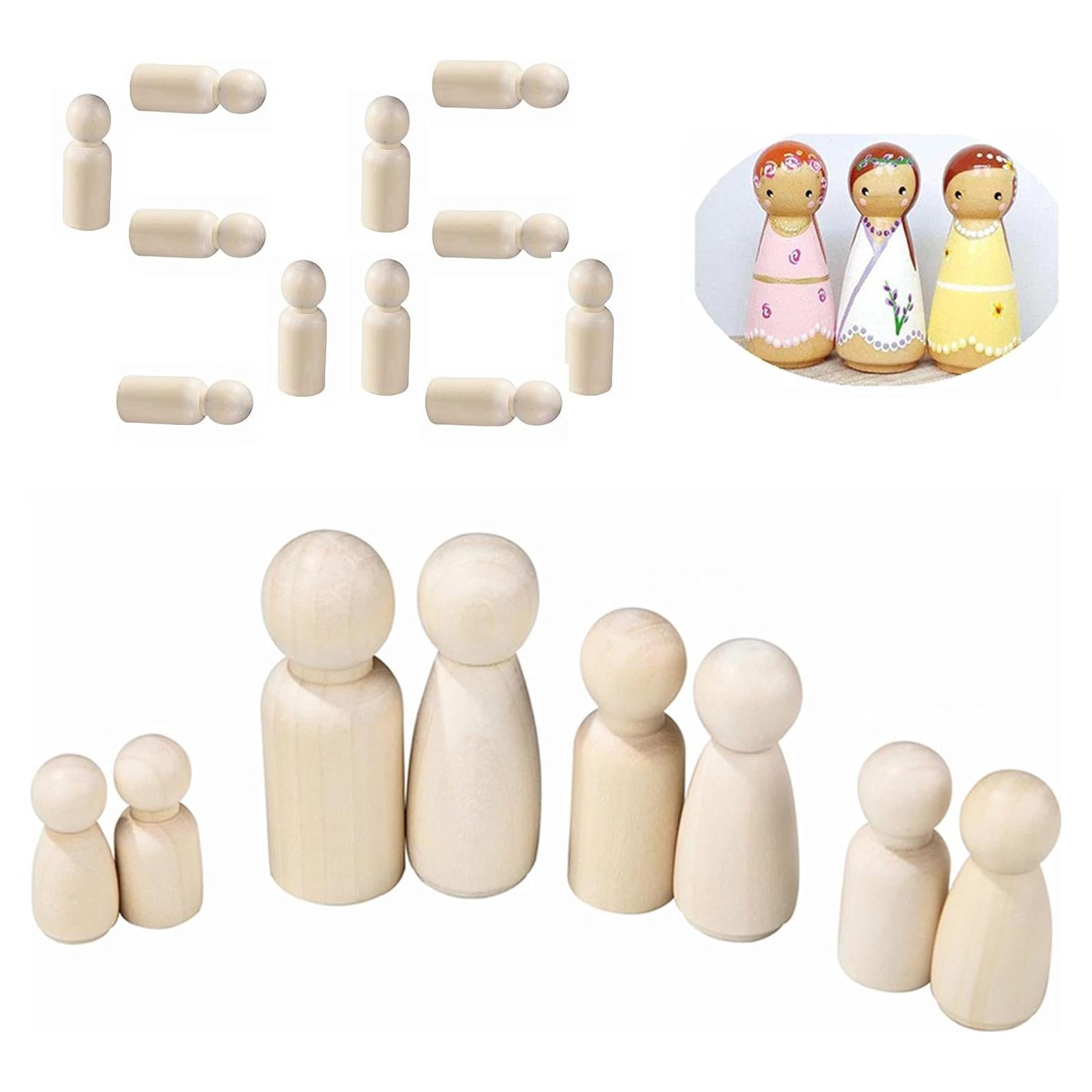 56 Muñecas de Madera Natural QDXATIVP para Pintar 6.5 cm