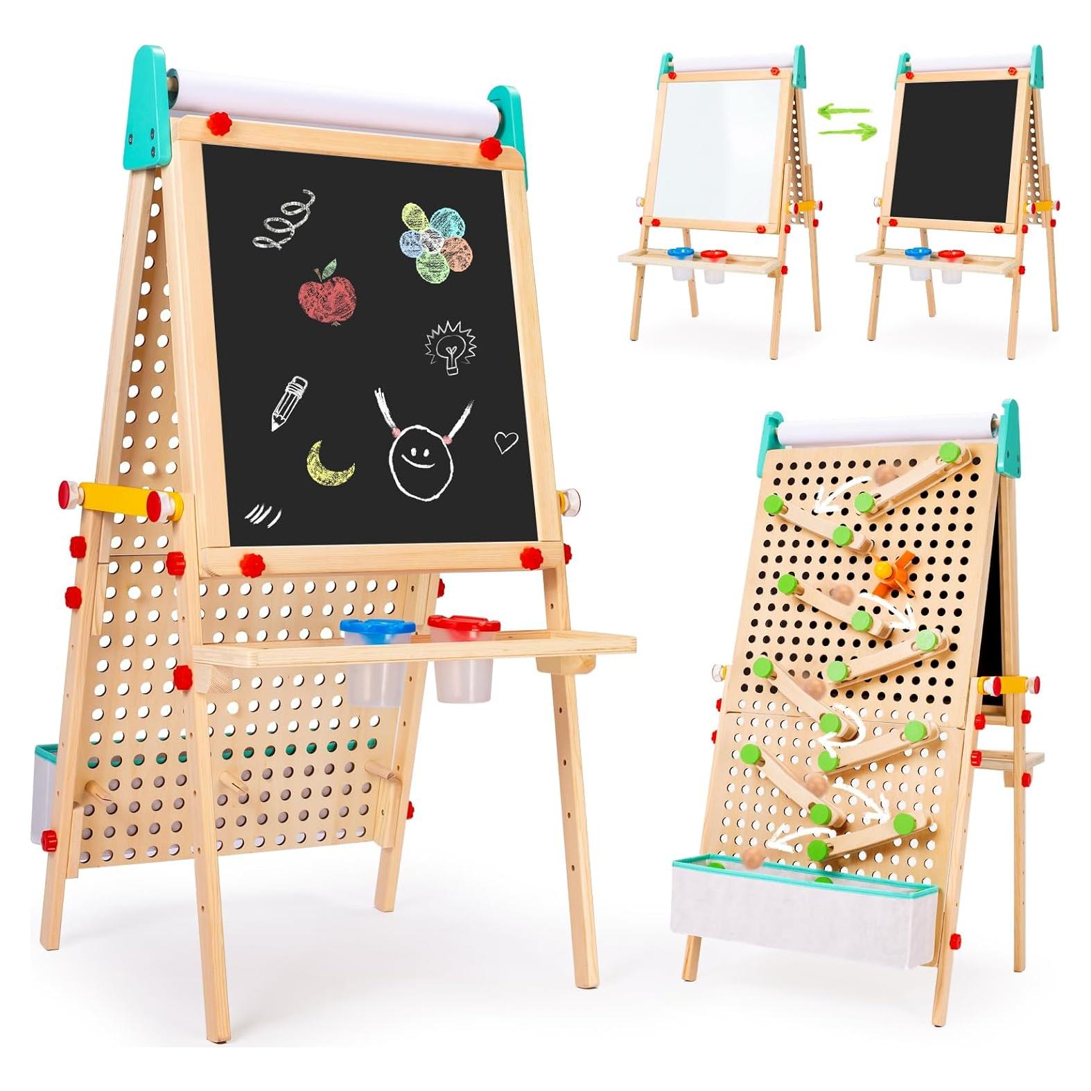 Caballete Ajustable Wingyz 4-en-1 para Niños - Madera Natural