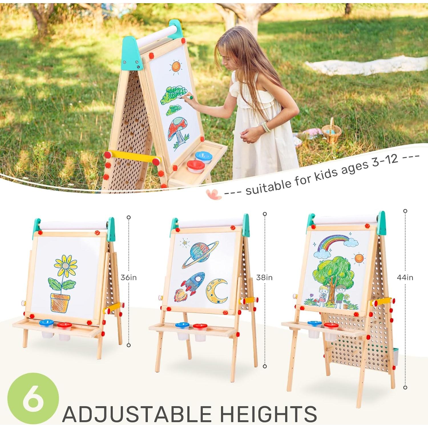 Caballete Ajustable Wingyz 4-en-1 para Niños - Madera Natural