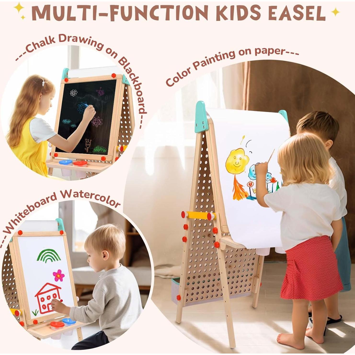 Caballete Ajustable Wingyz 4-en-1 para Niños - Madera Natural