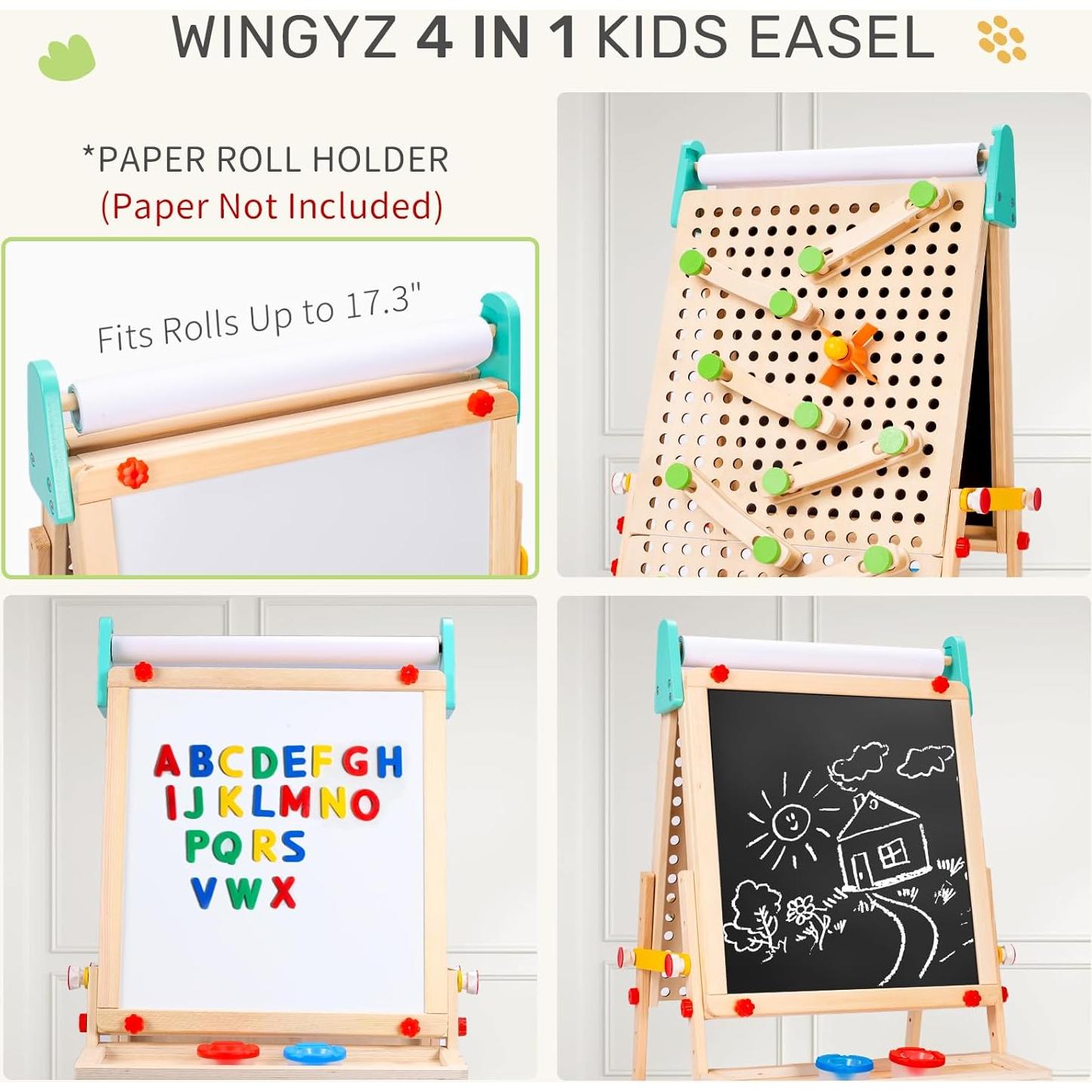 Caballete Ajustable Wingyz 4-en-1 para Niños - Madera Natural