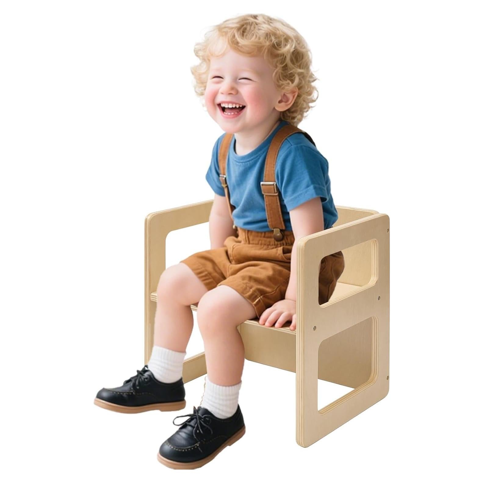 Silla Montessori Ajustable FUNLIO para Niños 1-3 Años - Madera Natural
