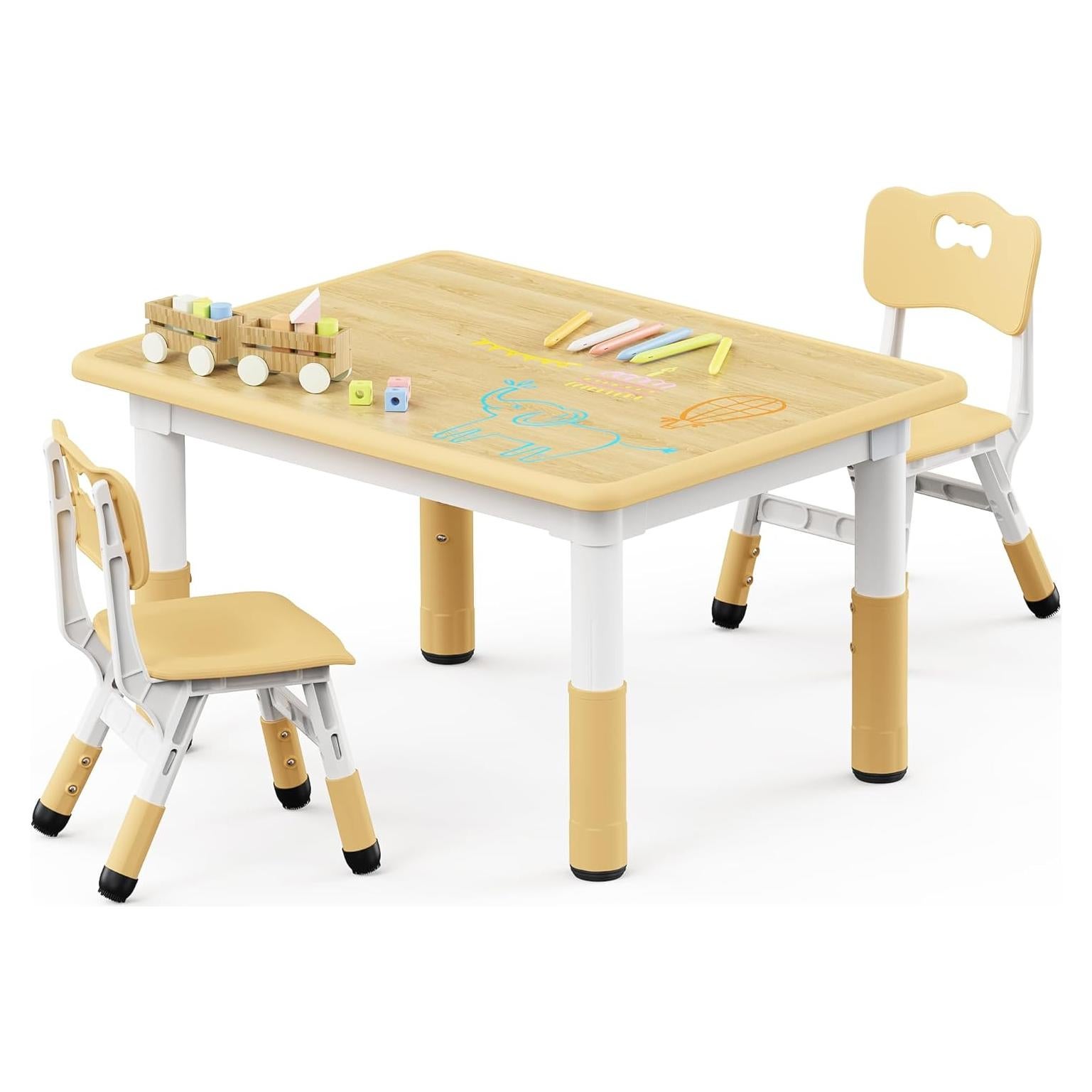 Conjunto de Mesa y 2 Sillas Brelley Ajustable para Niños 80x60cm