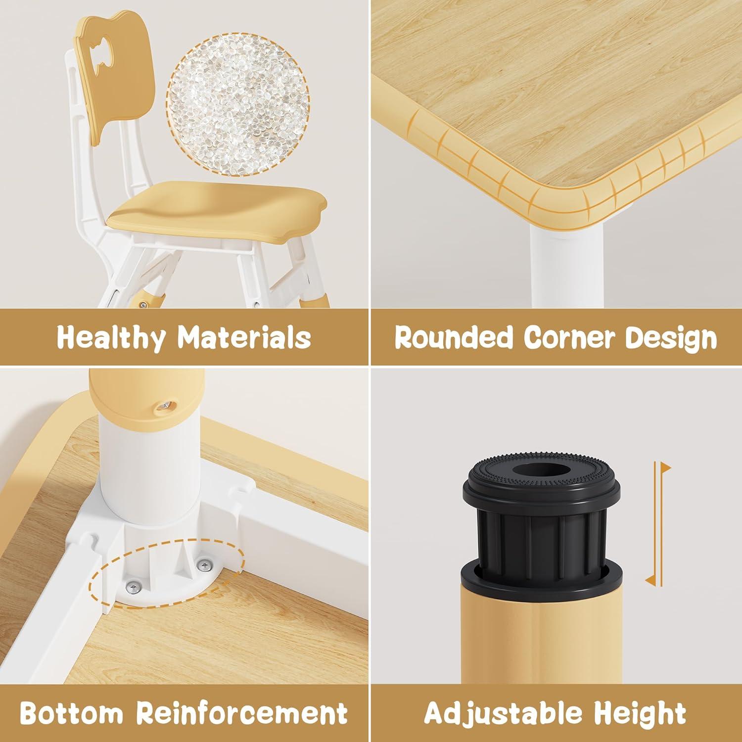 Conjunto de Mesa y 2 Sillas Brelley Ajustable para Niños 80x60cm