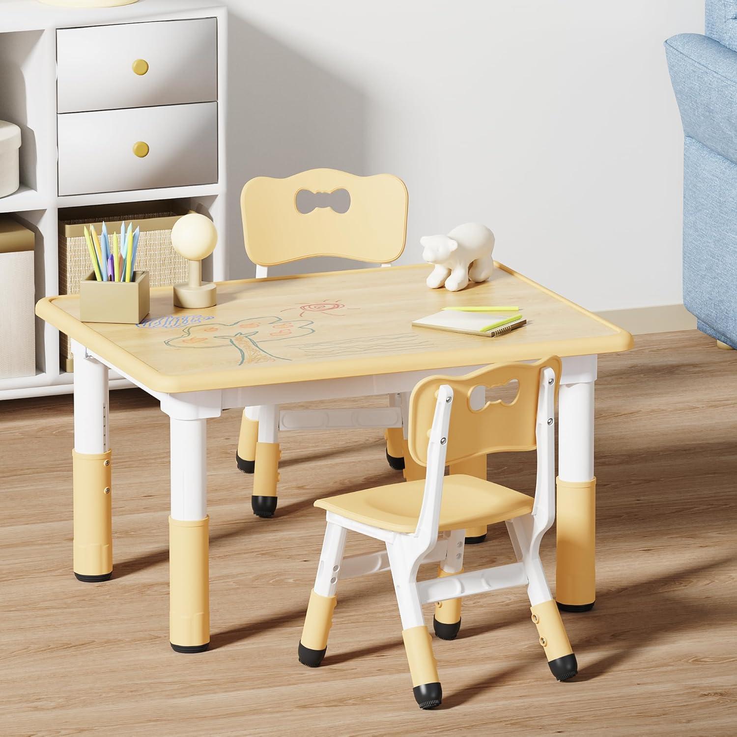 Conjunto de Mesa y 2 Sillas Brelley Ajustable para Niños 80x60cm