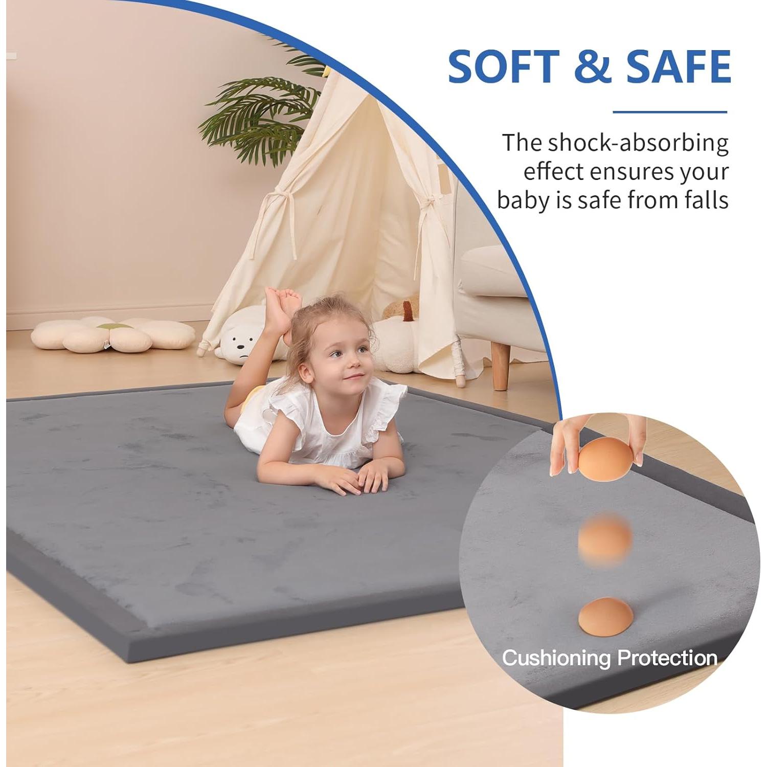 Alfombra de Juego para Bebés Huloo Sleep 127x127 cm Gris