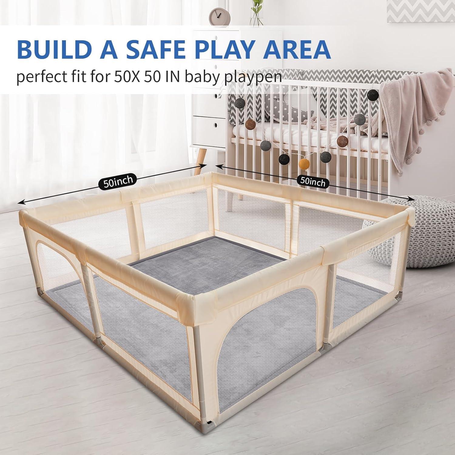 Alfombra de Juego para Bebés Huloo Sleep 127x127 cm Gris