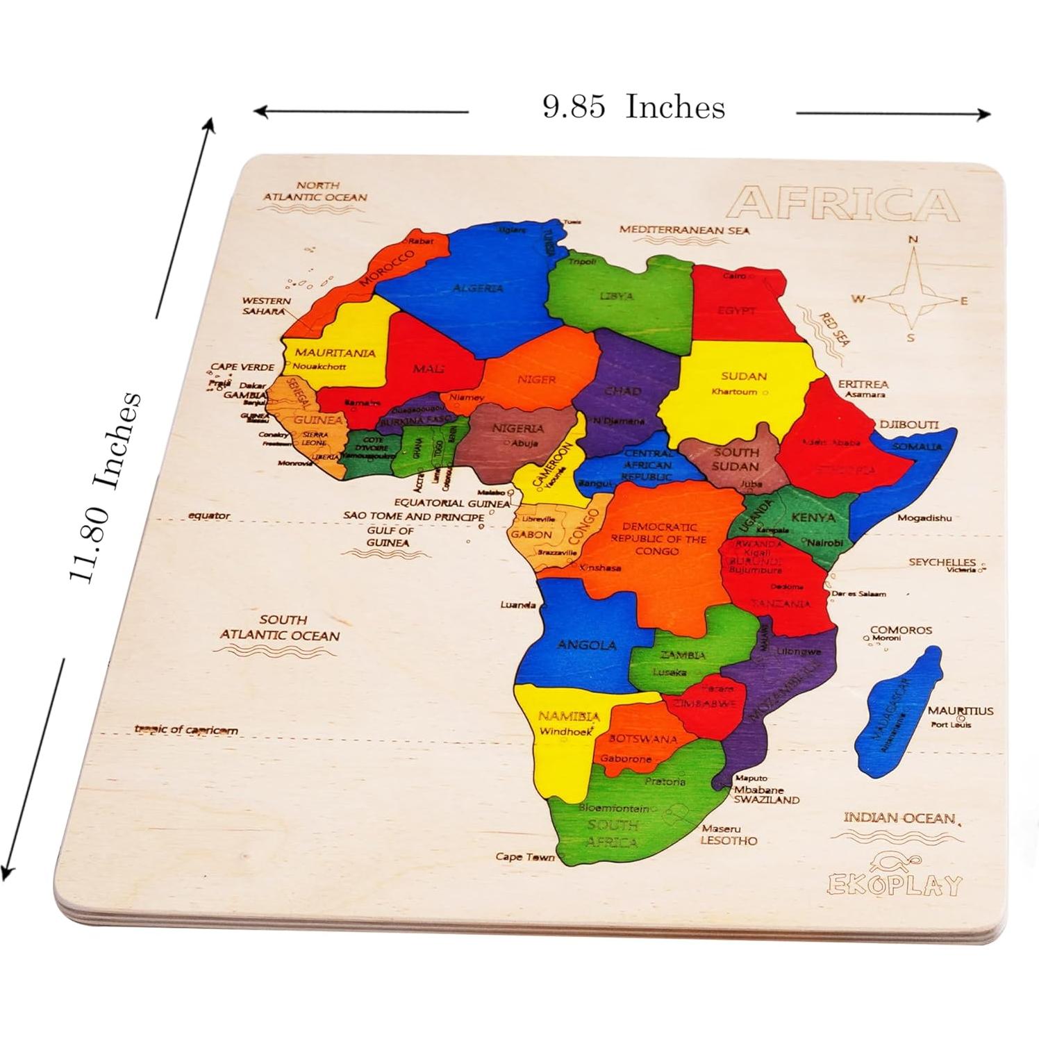 Rompecabezas de Madera Mapa de África EKOPLAY 31 Piezas