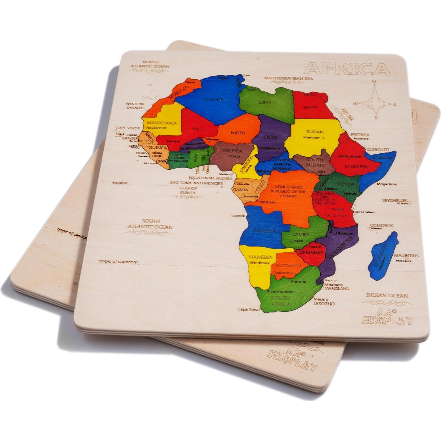 Rompecabezas de Madera Mapa de África EKOPLAY 31 Piezas