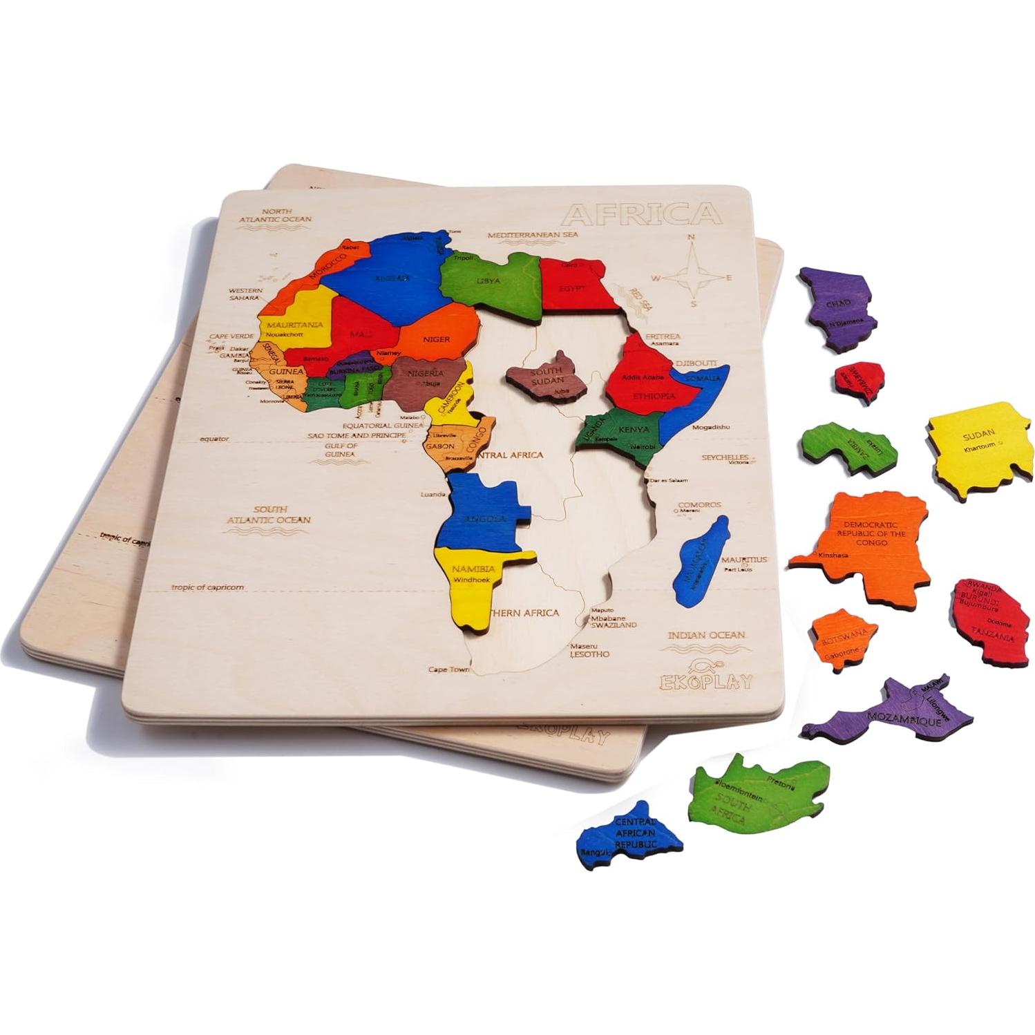 Rompecabezas de Madera Mapa de África EKOPLAY 31 Piezas