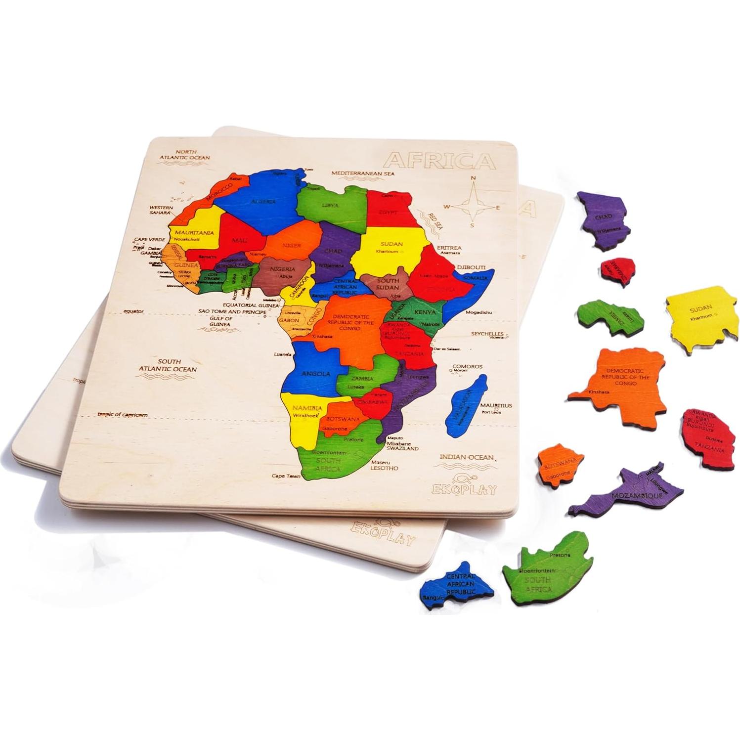 Rompecabezas de Madera Mapa de África EKOPLAY 31 Piezas