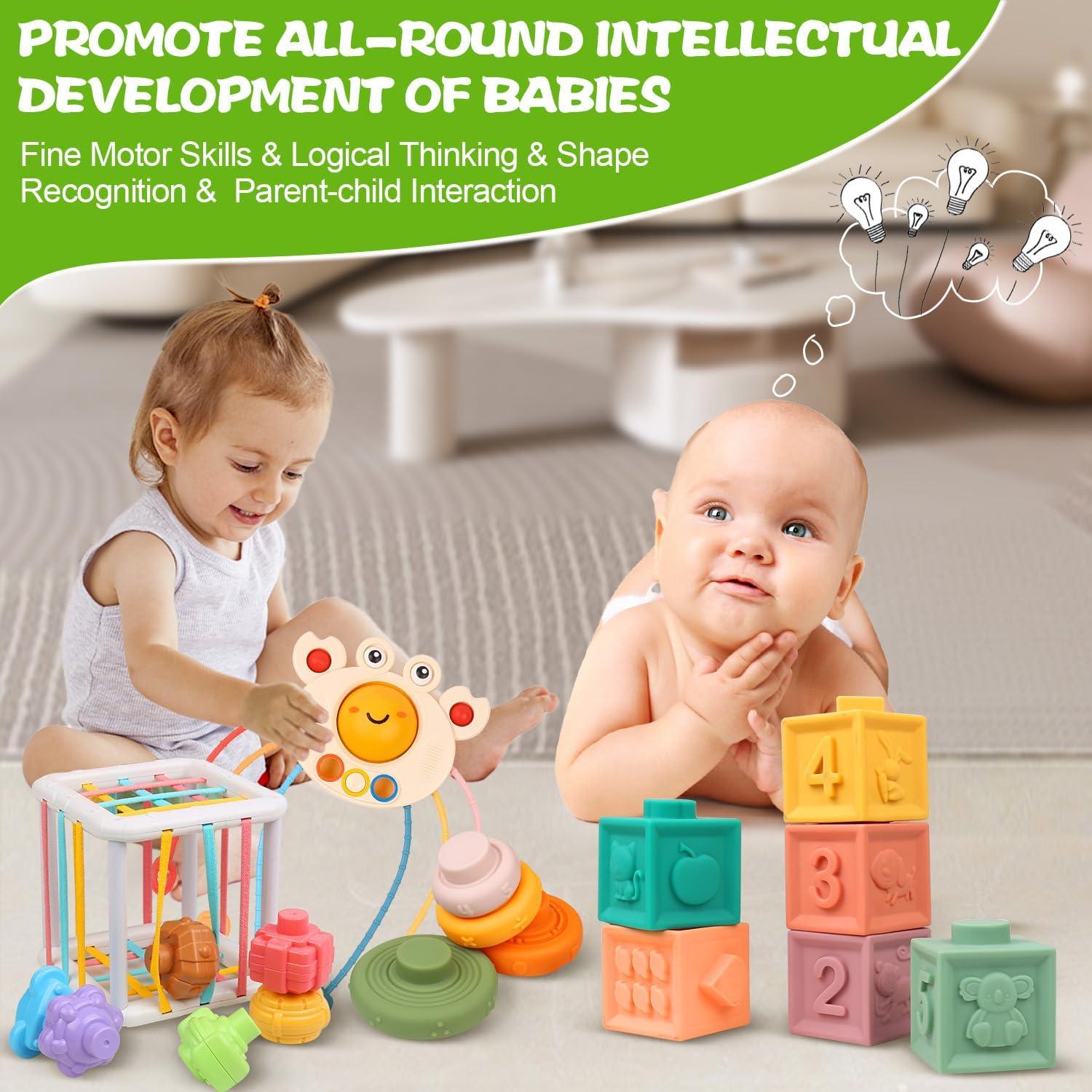 Juguetes Montessori OUWANCH 4 en 1 para Bebés 6-12 Meses