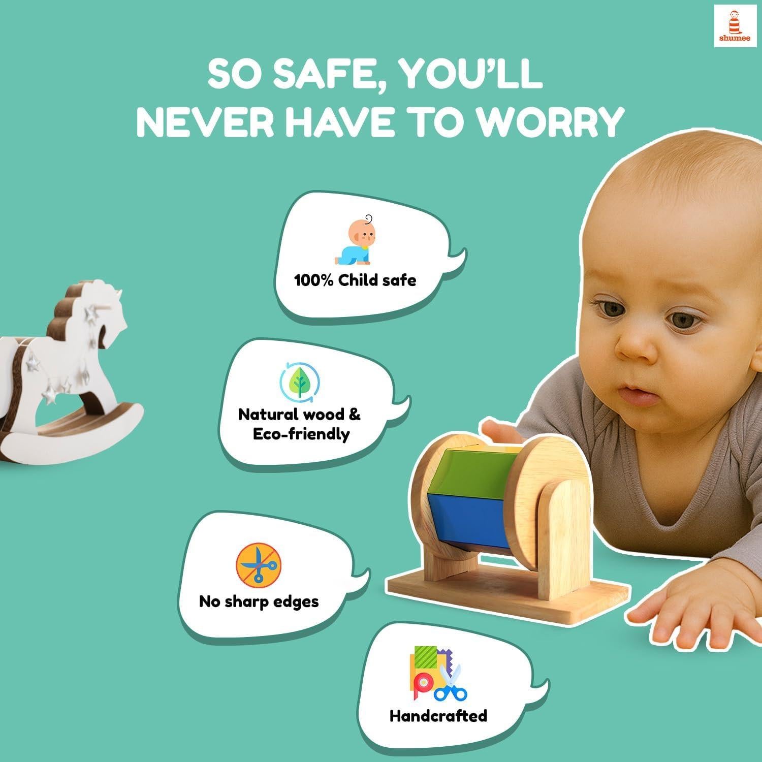 Juguete de tambor giratorio de madera Shumee 18x15 cm Montessori