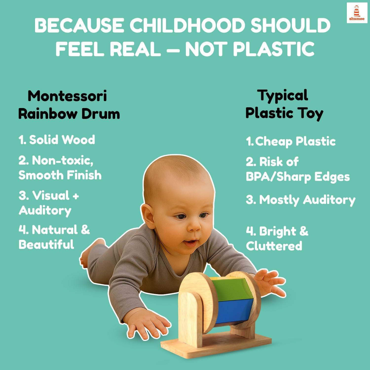 Juguete de tambor giratorio de madera Shumee 18x15 cm Montessori