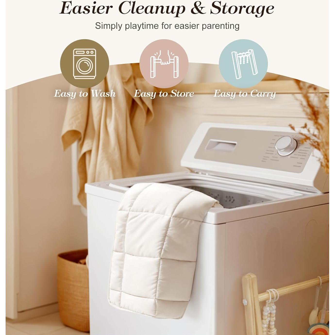 Gimnasio de Juego de Madera Pino Natural con Alfombra 90x43cm