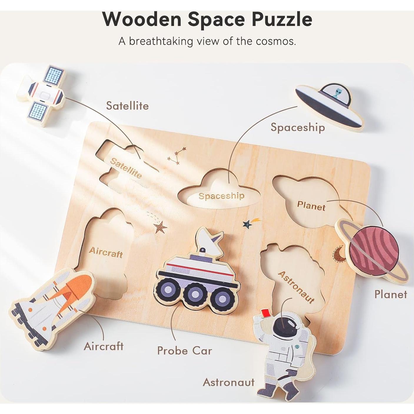 Rompecabezas de Madera Chunky 3 Paquetes Océano y Espacio