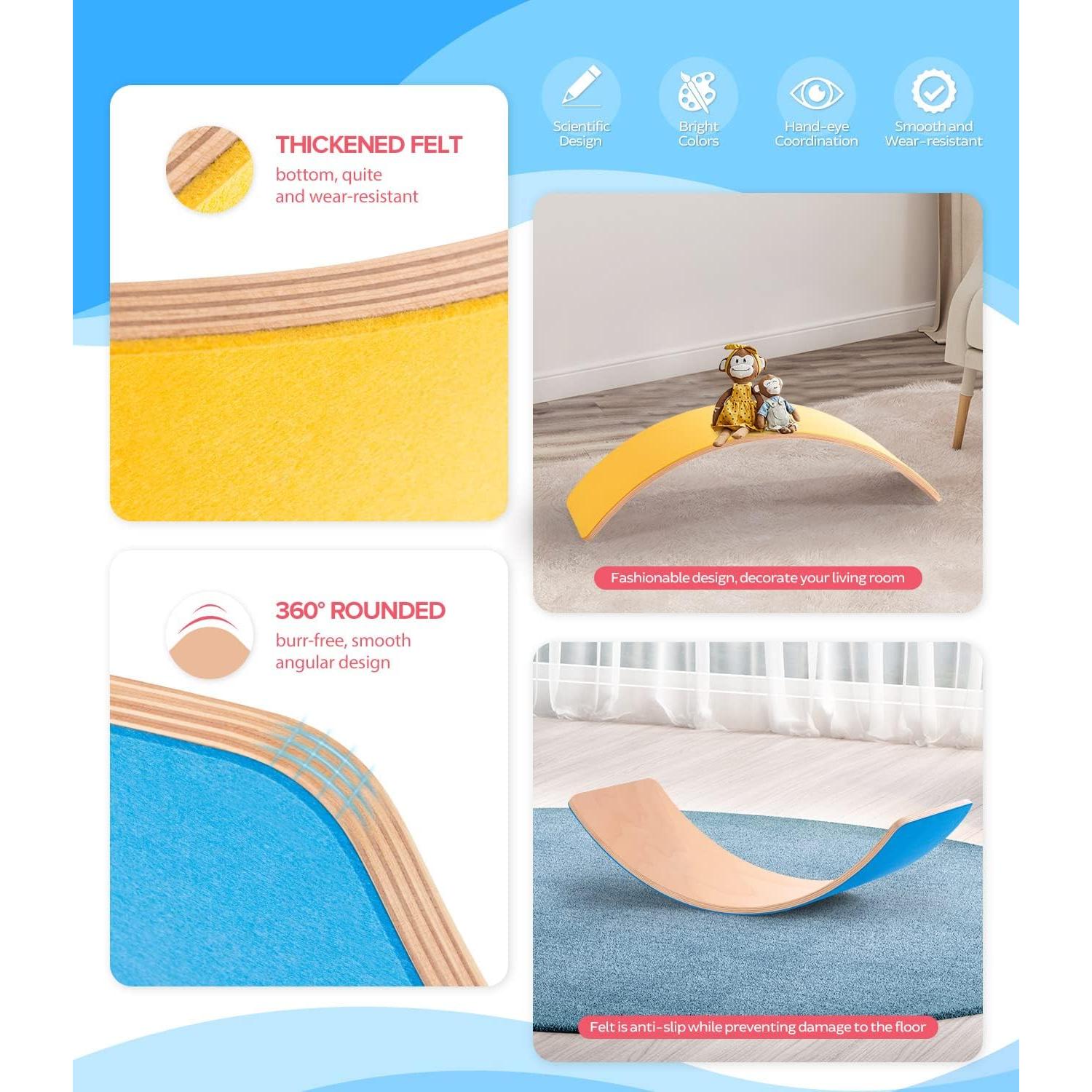 Tabla de Equilibrio de Madera PLAY-IN-JOY 94 cm para Niños y Adultos