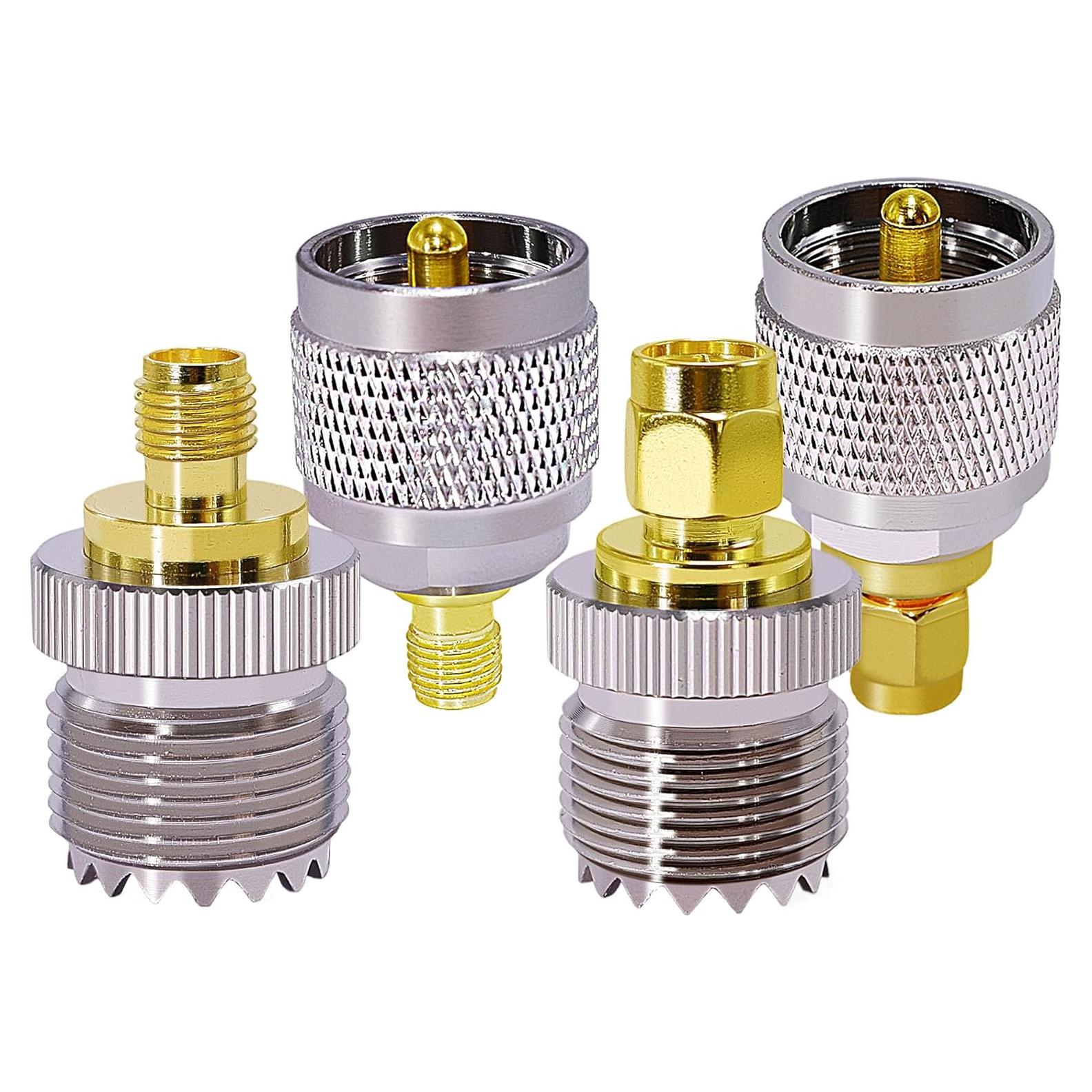 Adaptador Coaxial SMA a UHF 4 Pcs CNARIO - Conectores Radio