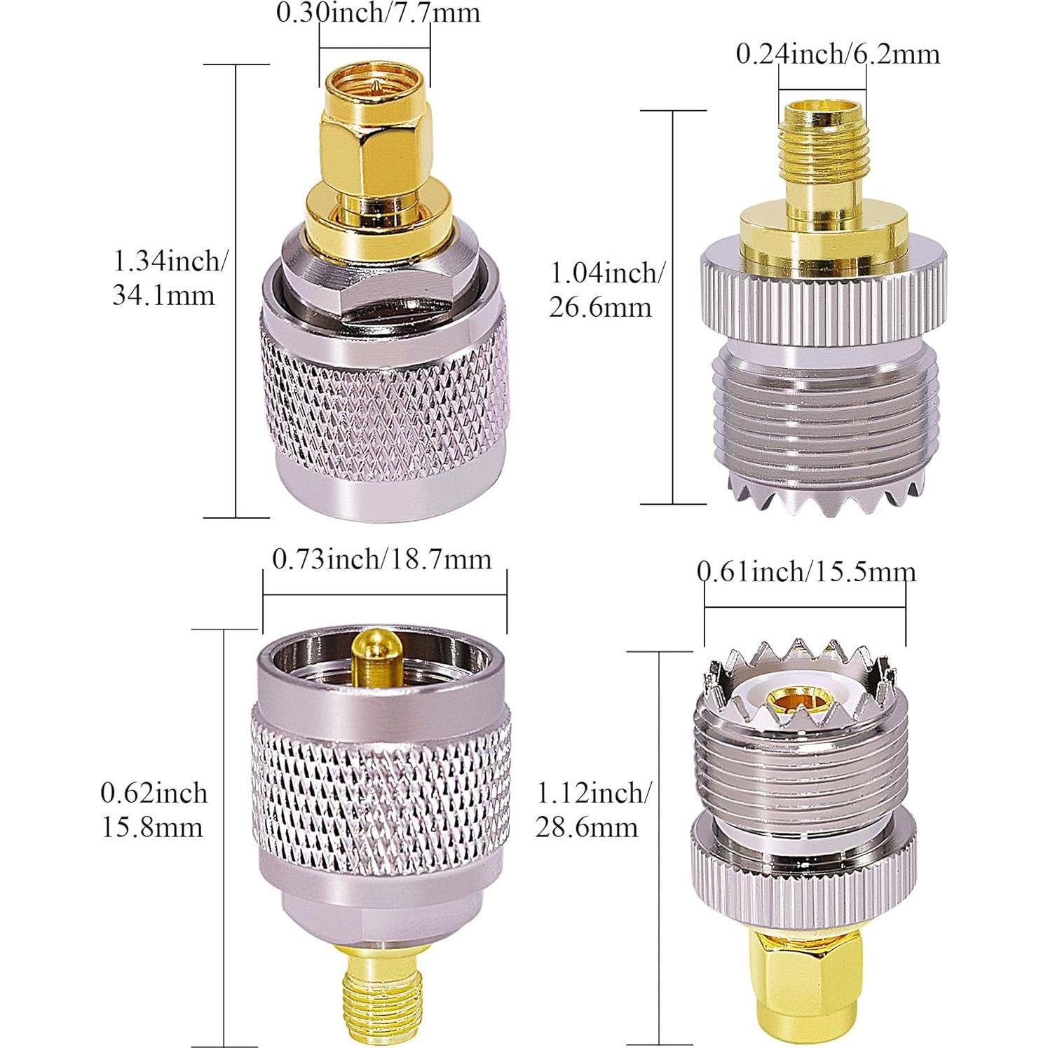 Adaptador Coaxial SMA a UHF 4 Pcs CNARIO - Conectores Radio