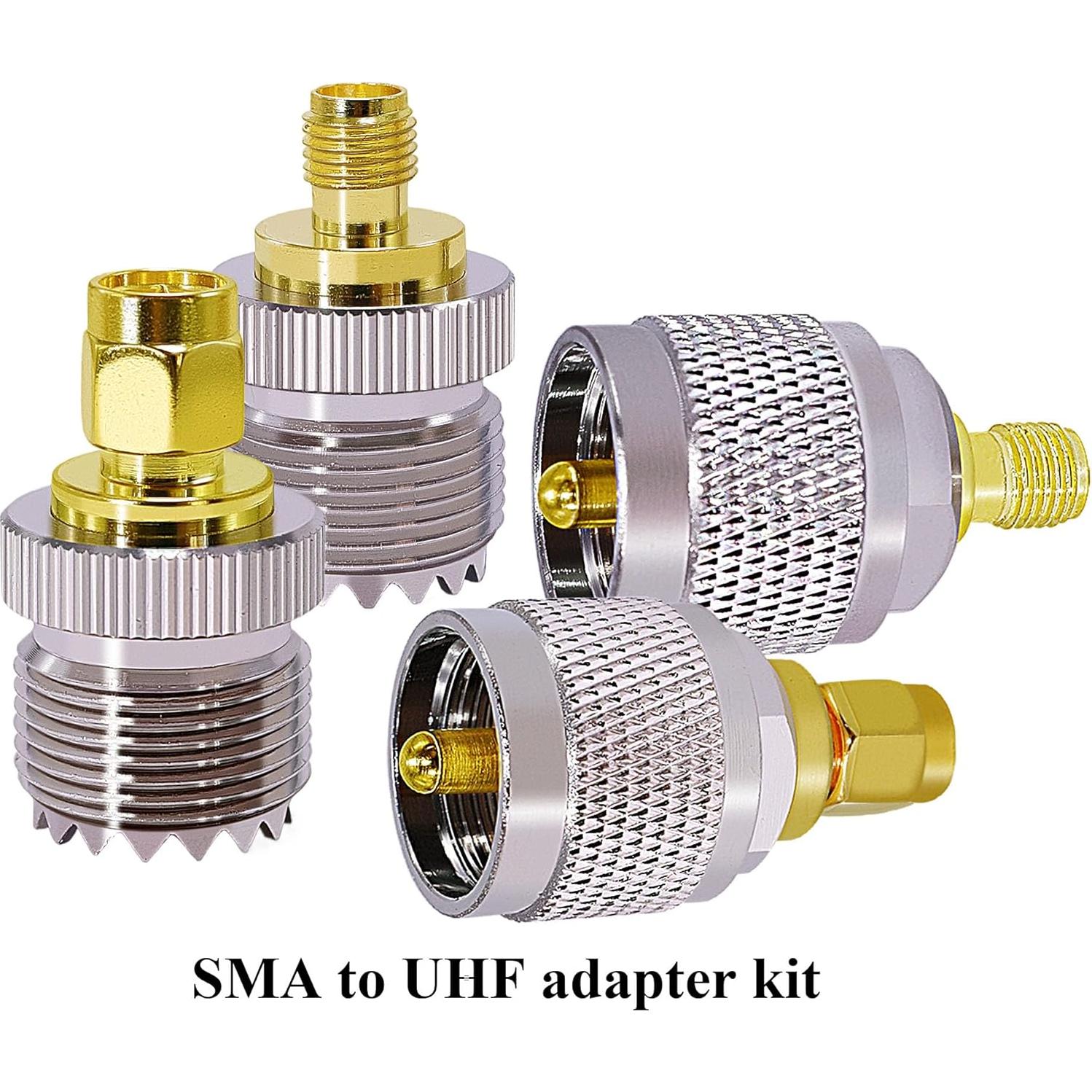 Adaptador Coaxial SMA a UHF 4 Pcs CNARIO - Conectores Radio