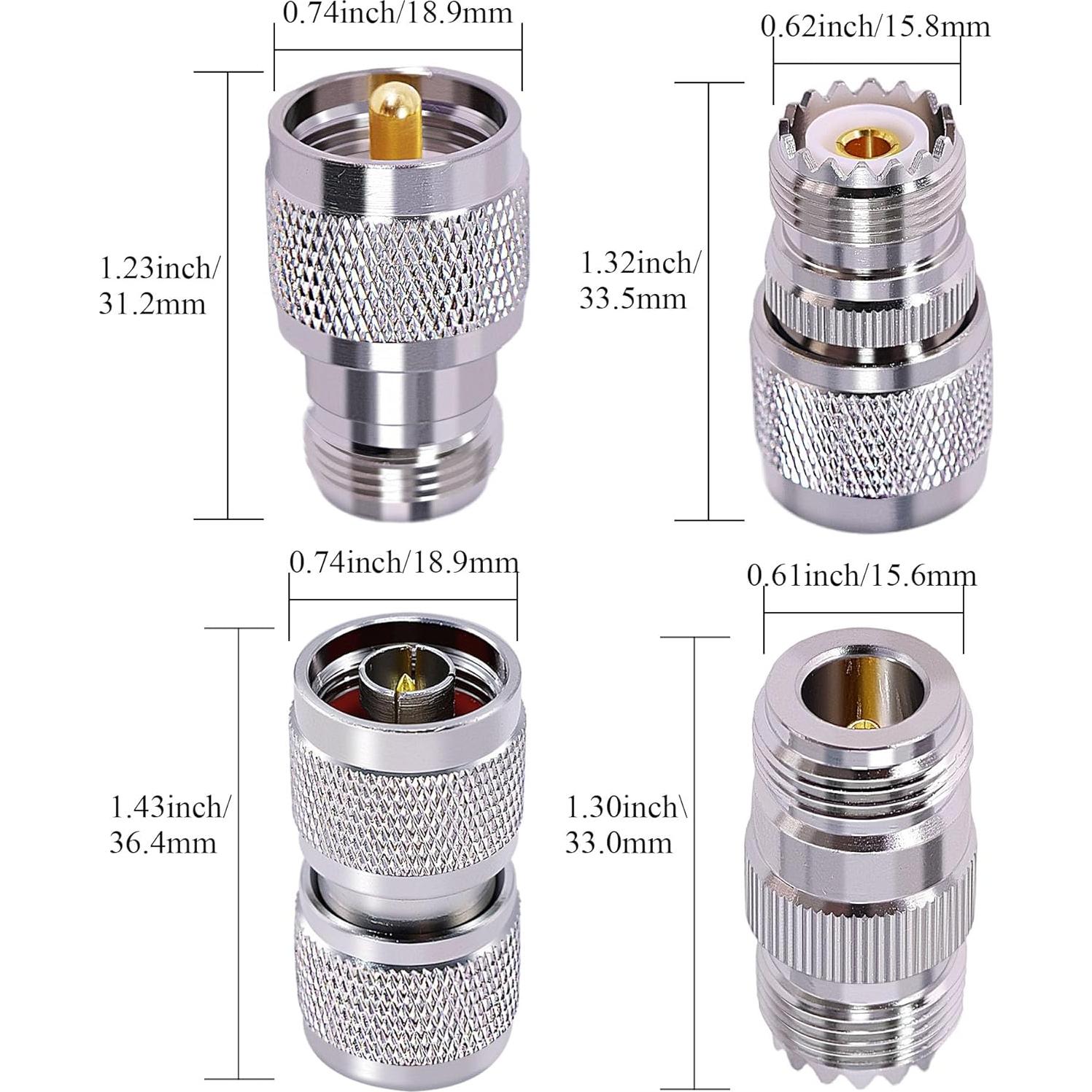 Adaptador Coaxial CNARIO N a UHF 4 Pcs 50 Ohmios
