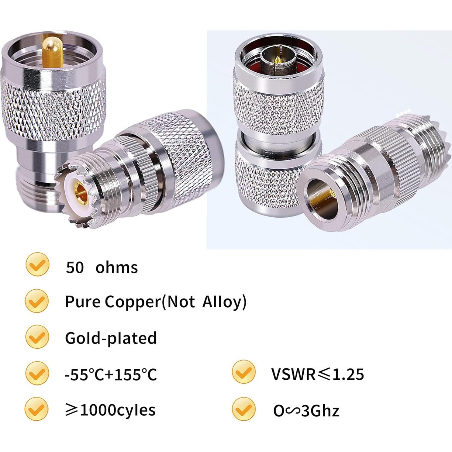 Adaptador Coaxial CNARIO N a UHF 4 Pcs 50 Ohmios