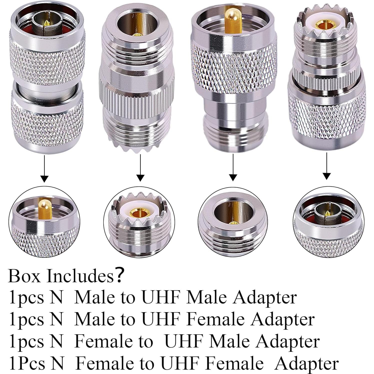 Adaptador Coaxial CNARIO N a UHF 4 Pcs 50 Ohmios