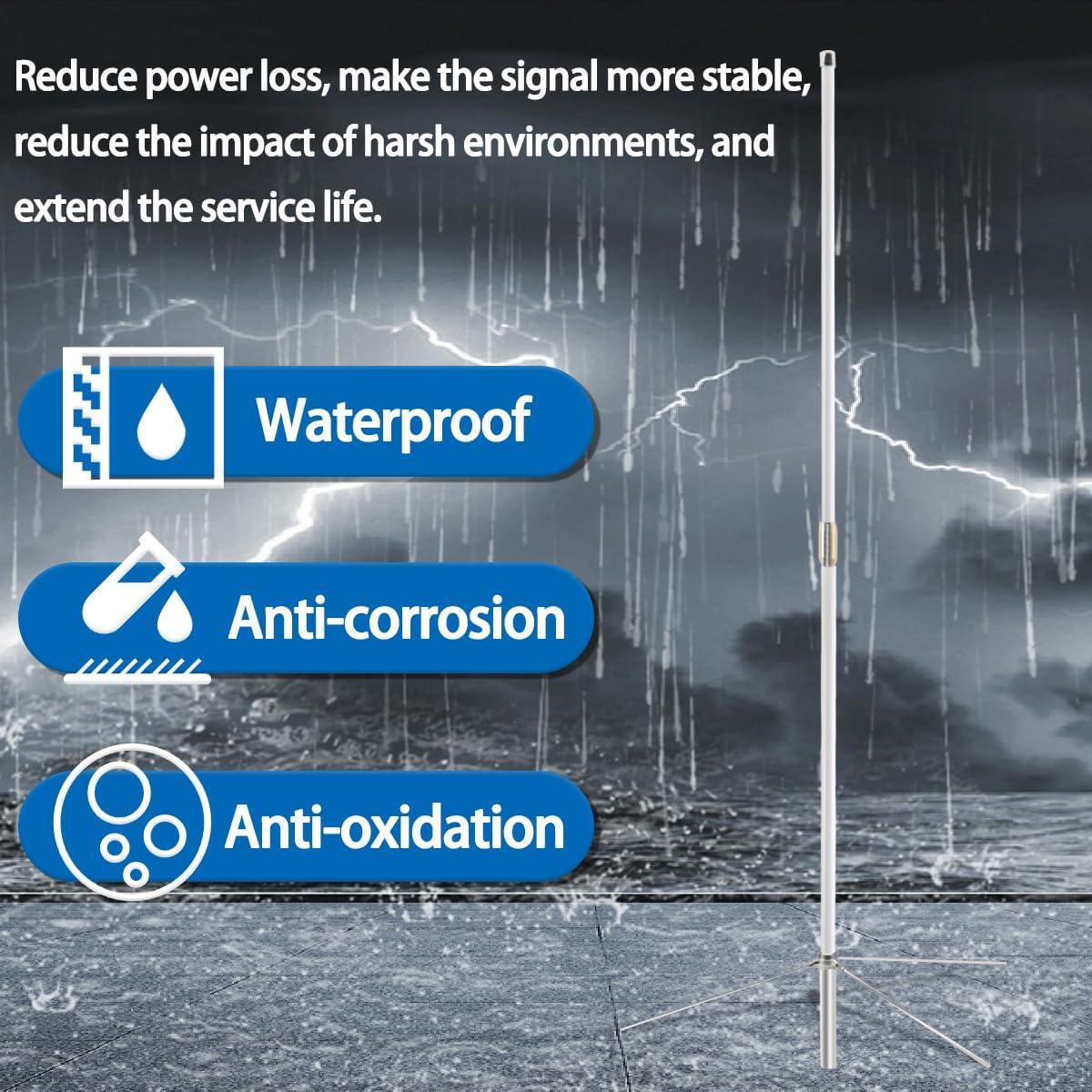 Antena Base GMRS 462-467MHz Fibra de Vidrio 7.2dBi 1.51m