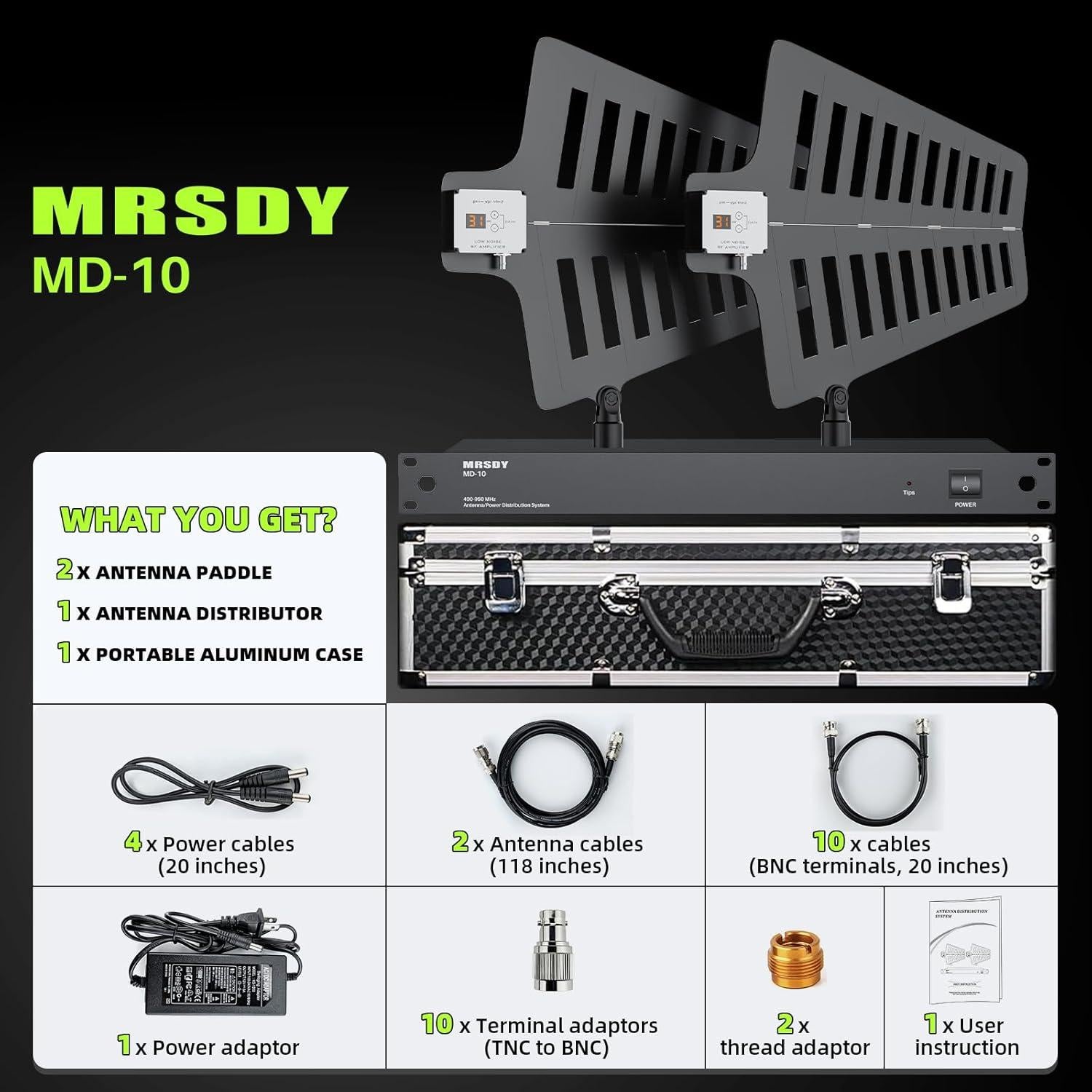 Sistema de Distribución de Antena Inalámbrica UHF MRSDY MD-10