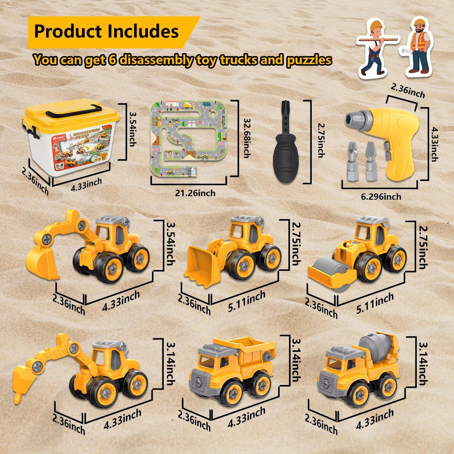 Juguetes de Camión de Construcción Desarmable Trovogil 6 Piezas