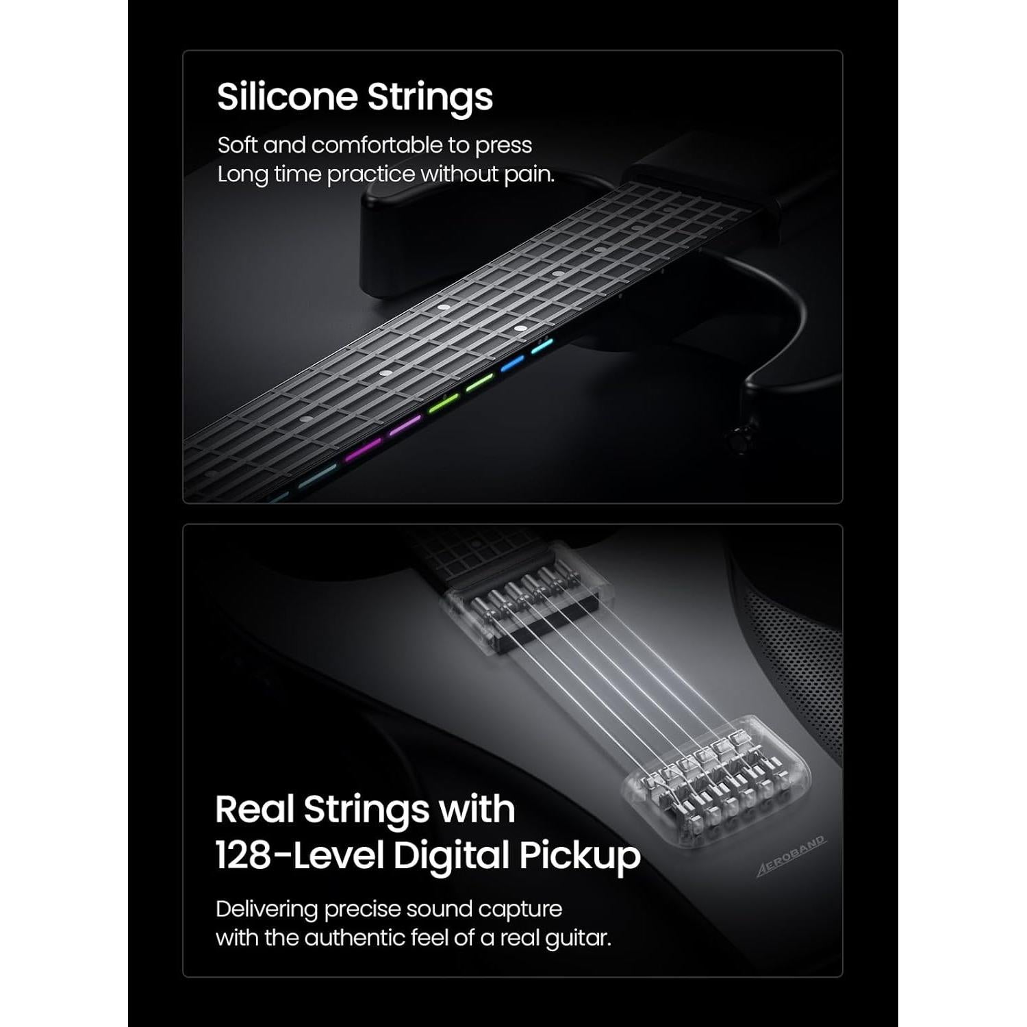 Guitarra Inteligente AeroBand AG01 Silicona 6 Cuerdas Negro