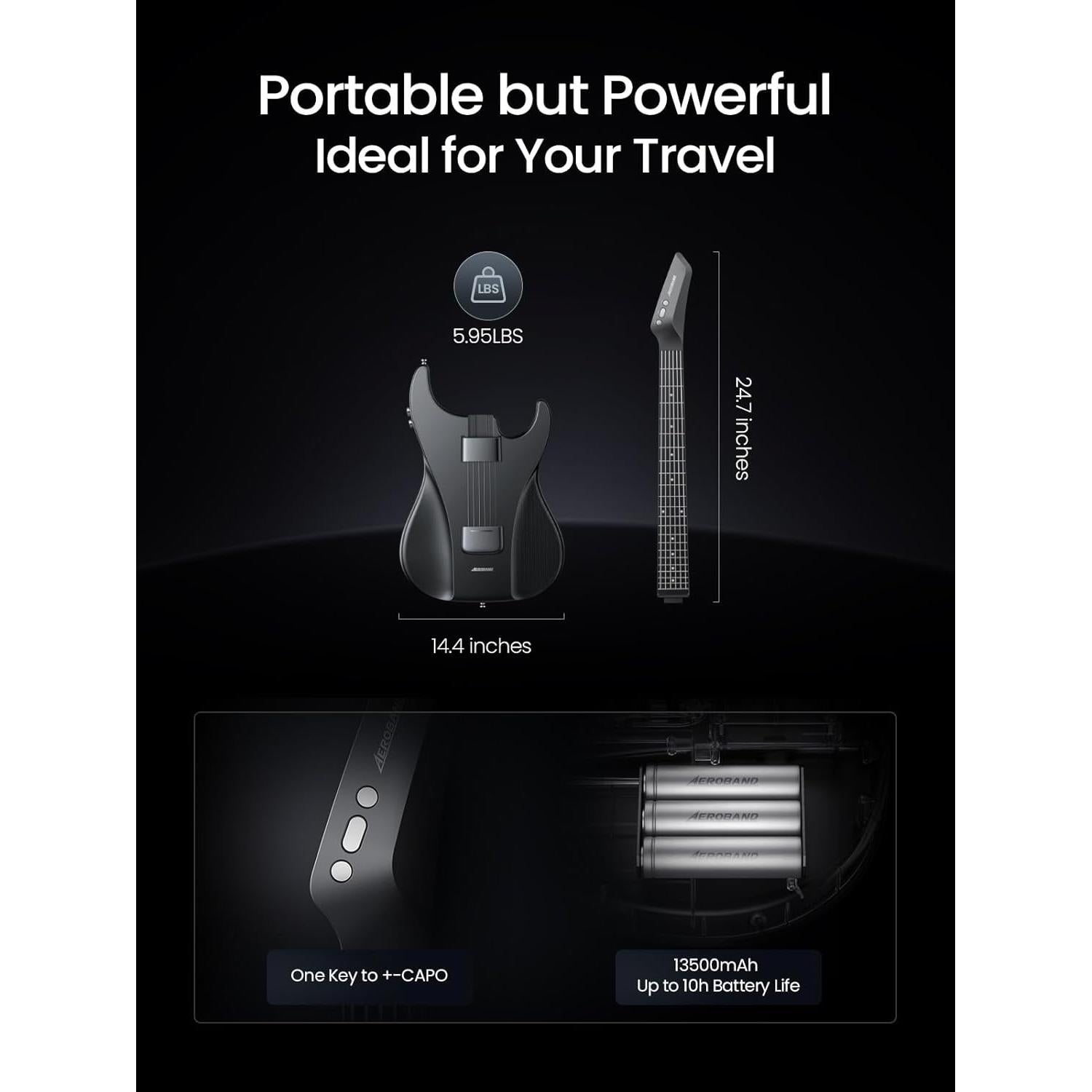 Guitarra Inteligente AeroBand AG01 Silicona 6 Cuerdas Negro