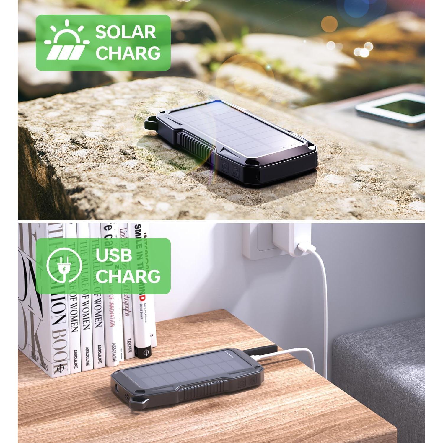 Banco de Energía Solar ABFOCE 10000mAh Carga Rápida 22.5W