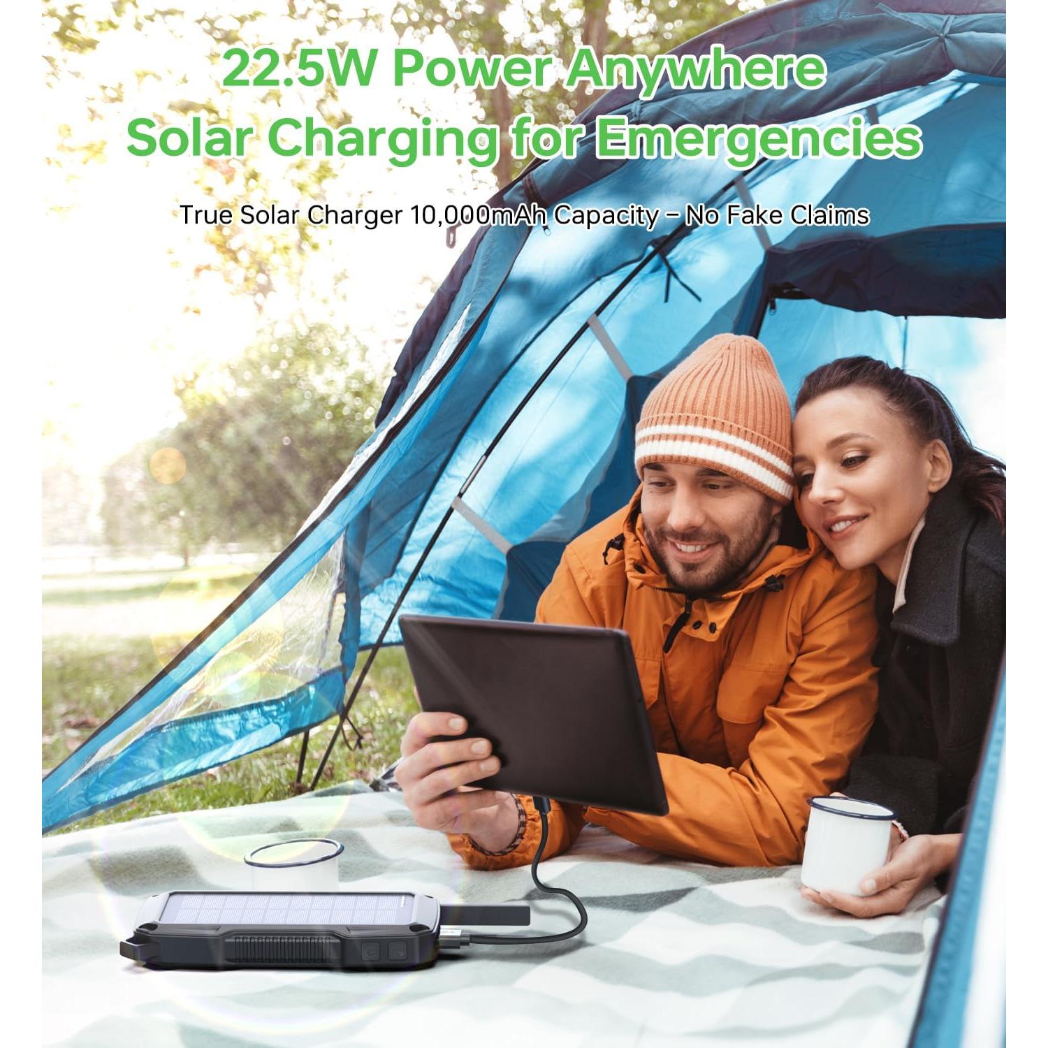 Banco de Energía Solar ABFOCE 10000mAh Carga Rápida 22.5W