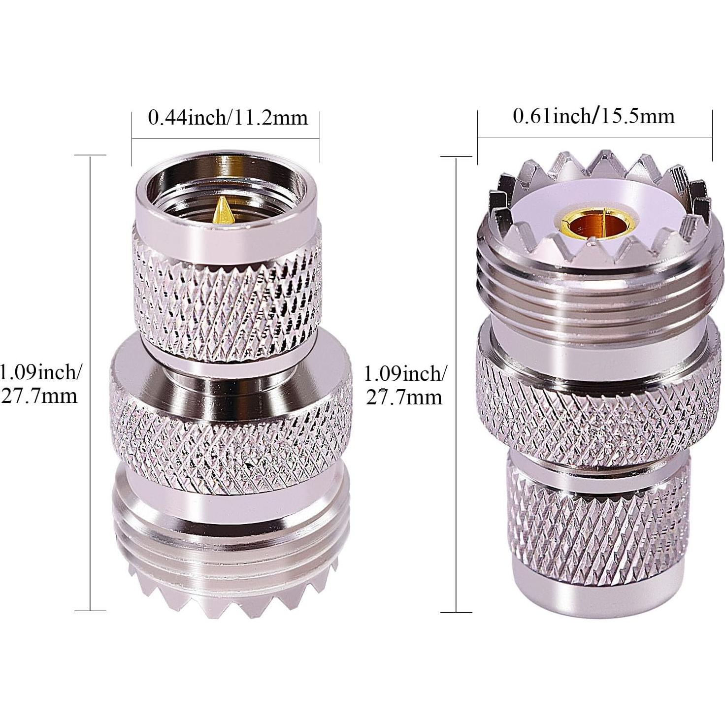 Adaptadores UHF PL259 CNARIO 2 Piezas Conector Femenino a Mini Masculino