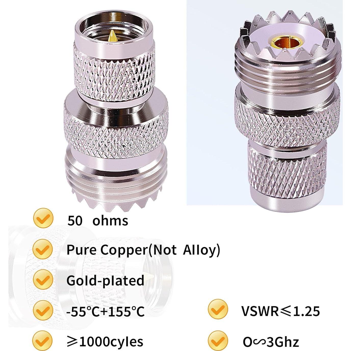 Adaptadores UHF PL259 CNARIO 2 Piezas Conector Femenino a Mini Masculino