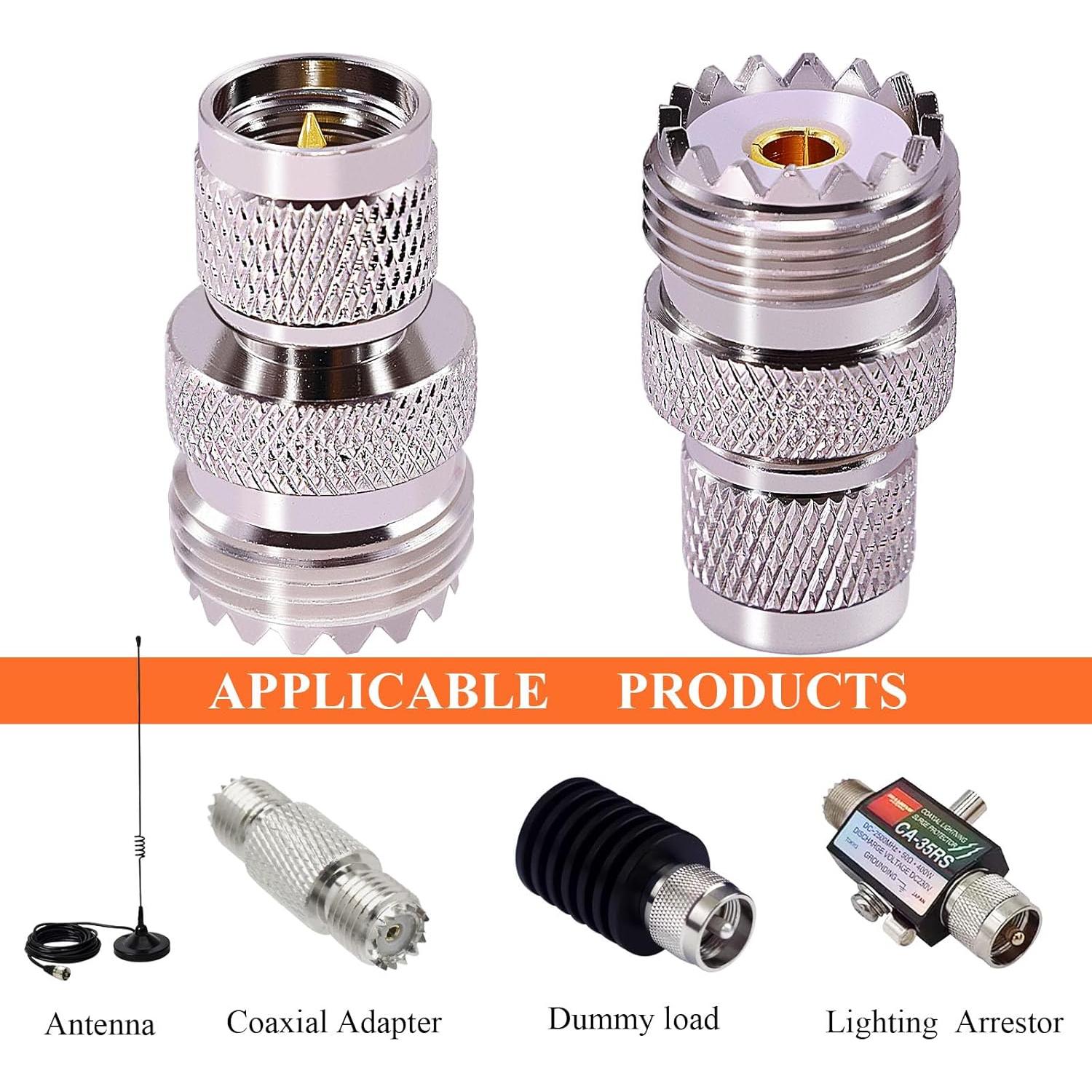 Adaptadores UHF PL259 CNARIO 2 Piezas Conector Femenino a Mini Masculino