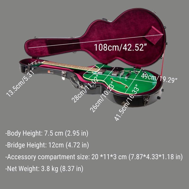 Funda de Fibra de Vidrio Crossrock para Guitarras Eléctricas 335 Negra