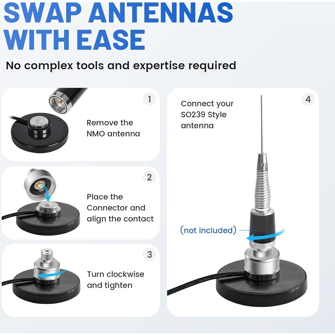 Adaptador NMO a SO239 Anina TX-AN2880 Antena VHF UHF