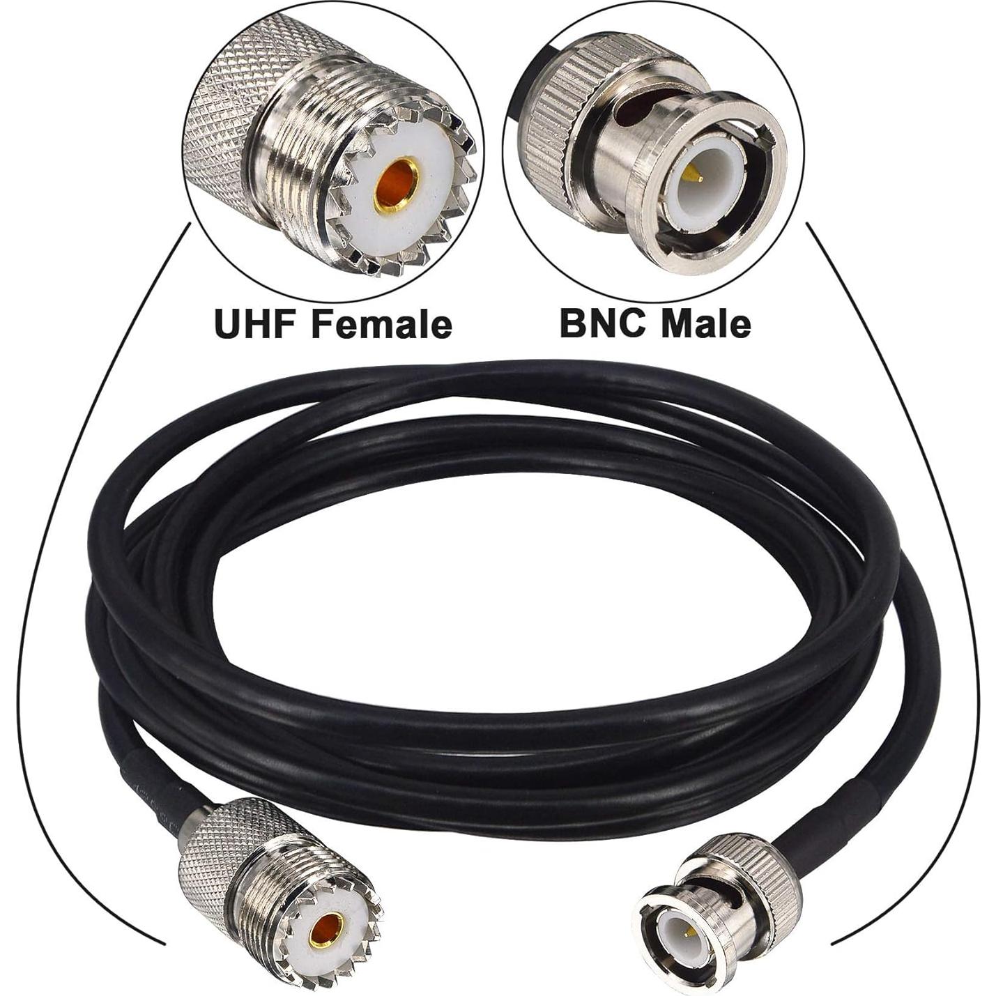 Cable coaxial BNC macho a UHF hembra 2 metros RG58